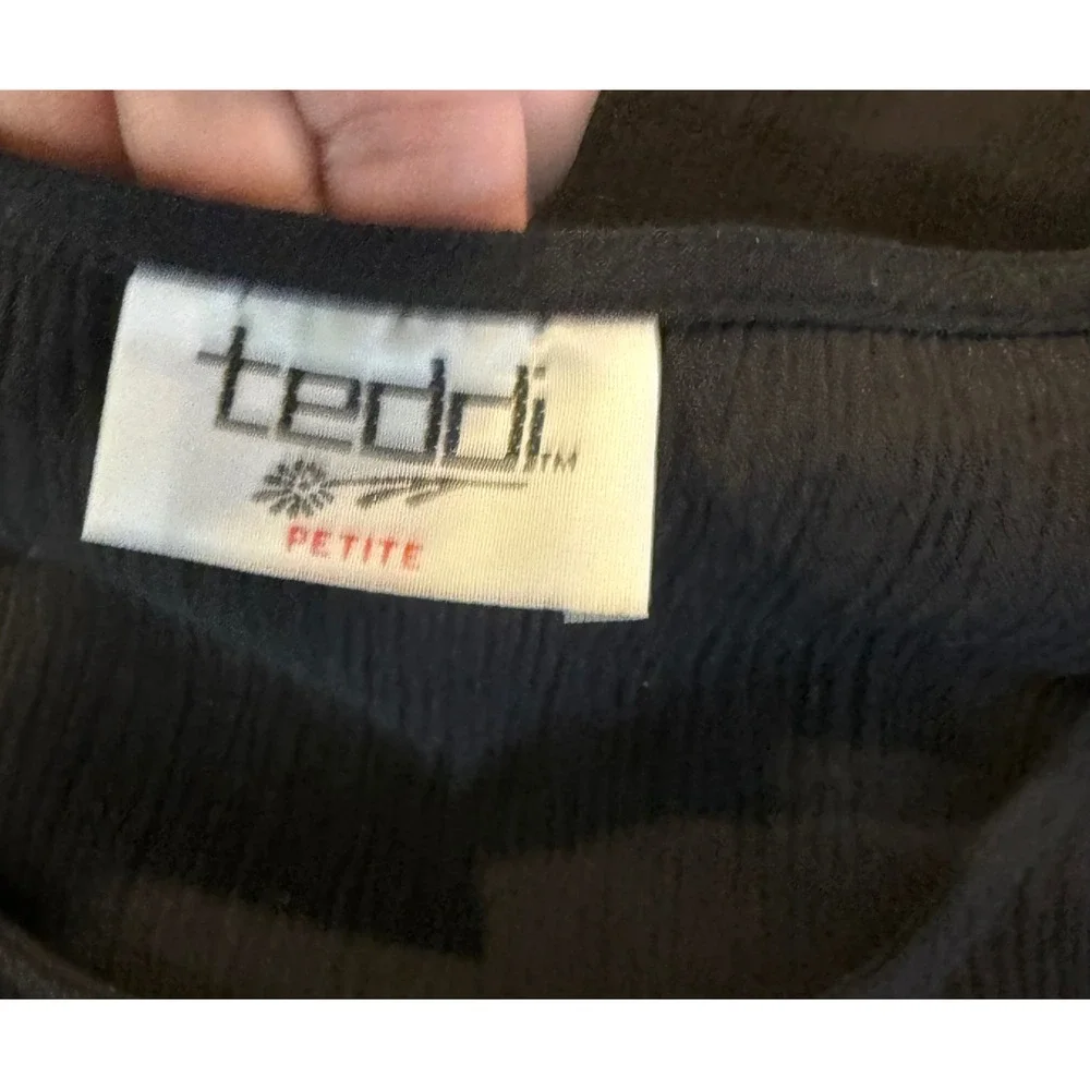 Teddi Womens M Petite Maxi Dress Black Sunflower Embroidered‎ Sleeveless Cottage